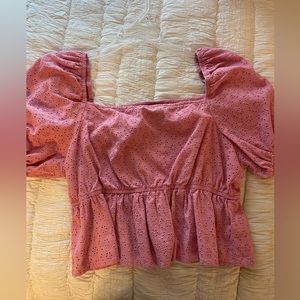 Pink eyelet top